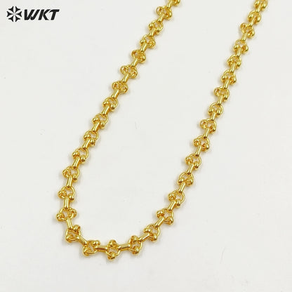 WT-BC257 Good Quality 18k Gold Plated Round Shape with Double Little Circles Metal Yellow Brass Link Chain for Jewelry Making