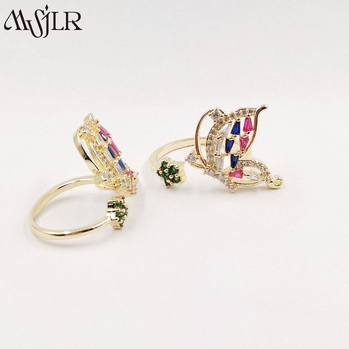 WKT-MVR053 High Quality Butterfly Flower Ring for Women in Europe and America Fashionable Personality Open Index Finger Ring