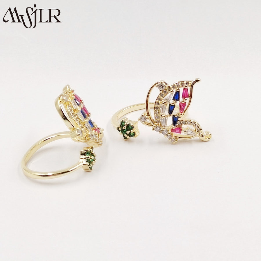 WKT-MVR053 High Quality Butterfly Flower Ring for Women in Europe and America Fashionable Personality Open Index Finger Ring