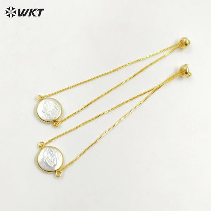 WT-B306 Simple All-match Pearl Connector Bracelets for Women Party Gift,Natural Pearl Connector Bracelets with Gold Chain Design