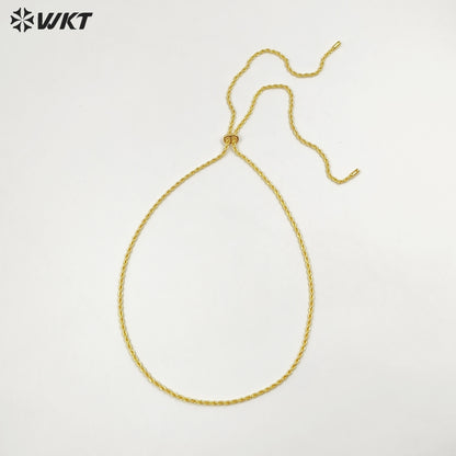 WT-JFN49 Wholesale Fashion Gold Plated Yellow Brass With Unique Clasp Spiral Weaving 35 Inches Necklace For Ladies Daily Wearing