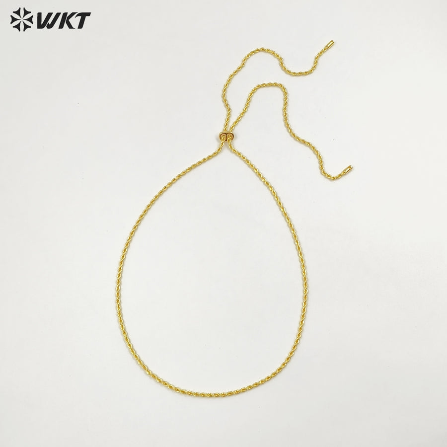WT-JFN49 Wholesale Fashion Gold Plated Yellow Brass With Unique Clasp Spiral Weaving 35 Inches Necklace For Ladies Daily Wearing