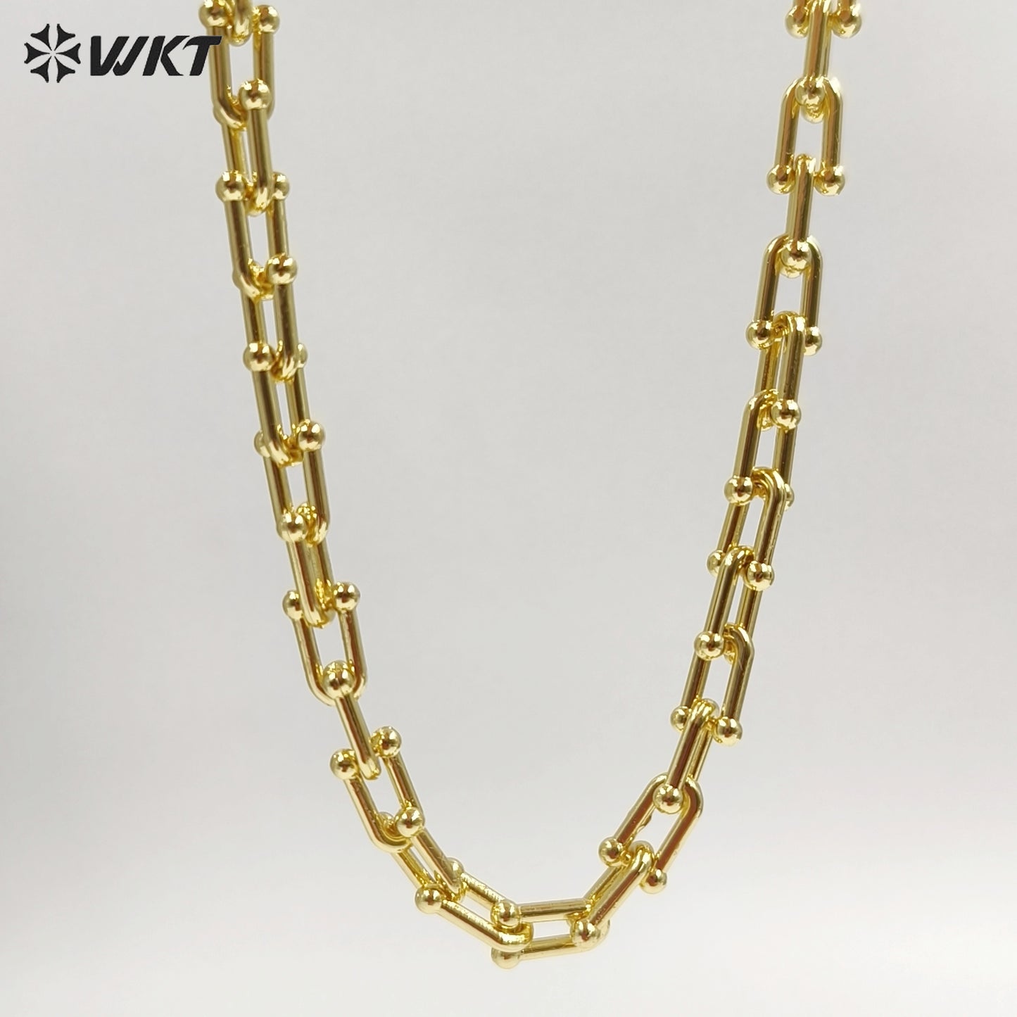 WT-N1228 Supper Hot Wholesale U Chain Top Quality Jewelry Brass With Full Gold Eletroplated U Chain Women Necklace Chain