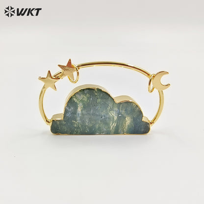 WT-P1945 Wholesale Fashion Handmade Carved Natural Stone Made Clouds Pendant for Lady Necklace Design in 18K Real Gold Plated
