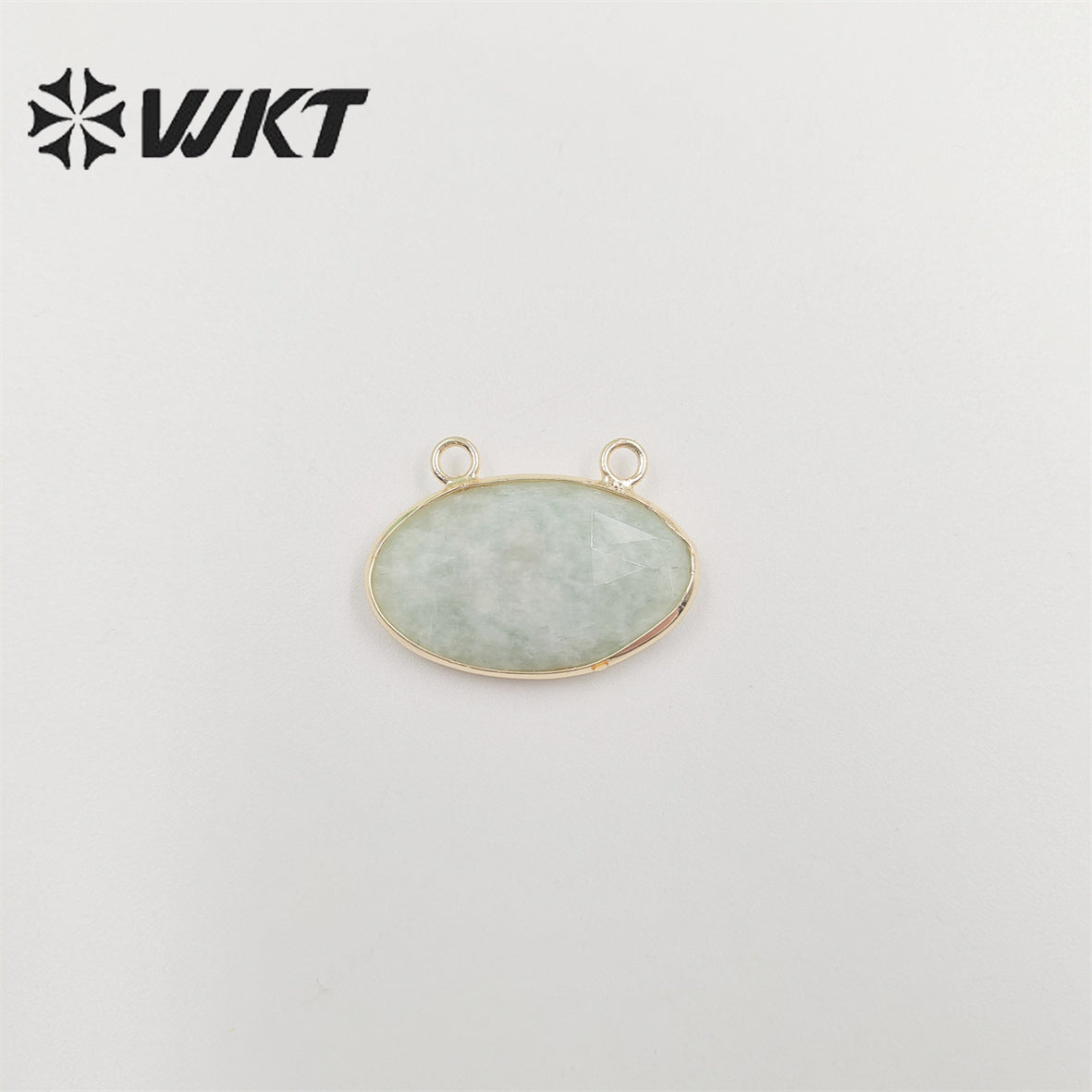 WT-P1849 Wholesale Fashion Gold Plated Oval Faceted Bezel Natural Sun Stone Pendant Unique Double Loops Jewelry Pendant