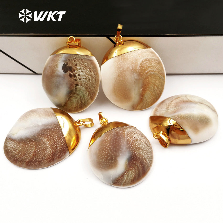 WT-JP038 2018 Newest Unique Design Wild Coast Jewelry Natural White Shell Eye of Saint Lucia on Back Pendant for Jewelry Making