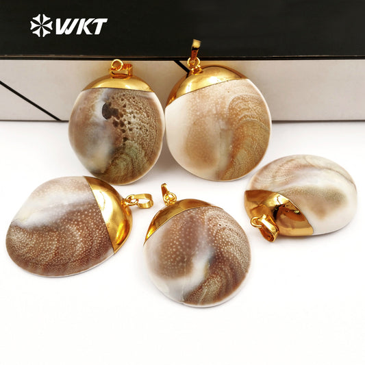 WT-JP038 2018 Newest Unique Design Wild Coast Jewelry Natural White Shell Eye of Saint Lucia on Back Pendant for Jewelry Making