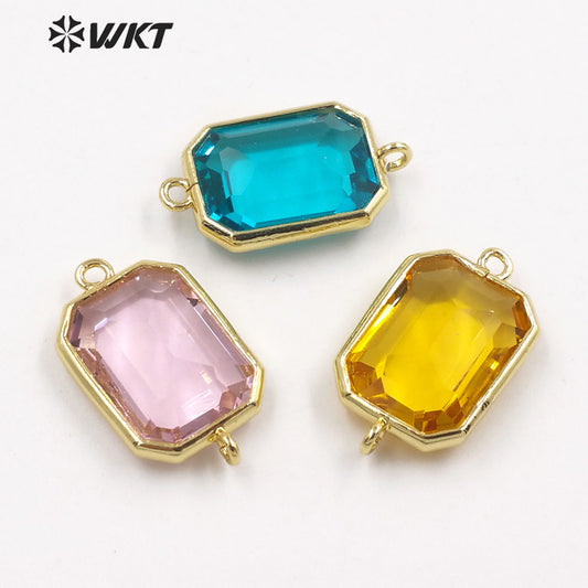 WT-C317 WKT Lapis/ Labradorite Gemstone Connectors for Jewelry Findings Amethyst Amazonite Stone for Bracelet