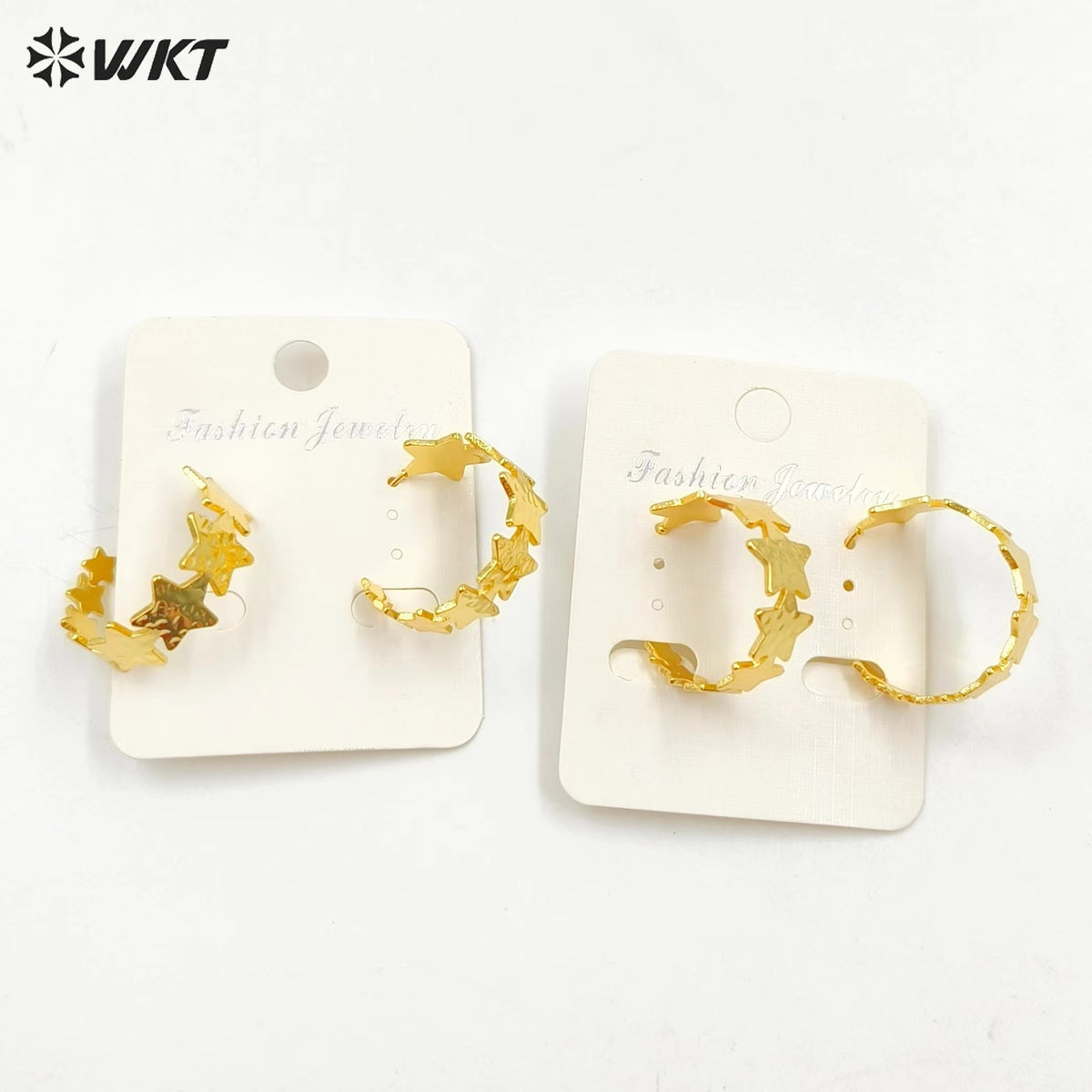 WT-JFE112 WKT New Trendy 18K Real Gold Plated Yellow Brass and Steel Ear Pin Super Star C Earrings