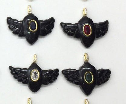 WT-P2146 Amazing Zircon And Multi Natural Gemstones Hand Carved Bird Shape Charms Pendants As Fashion Necklace Jewelry Findings