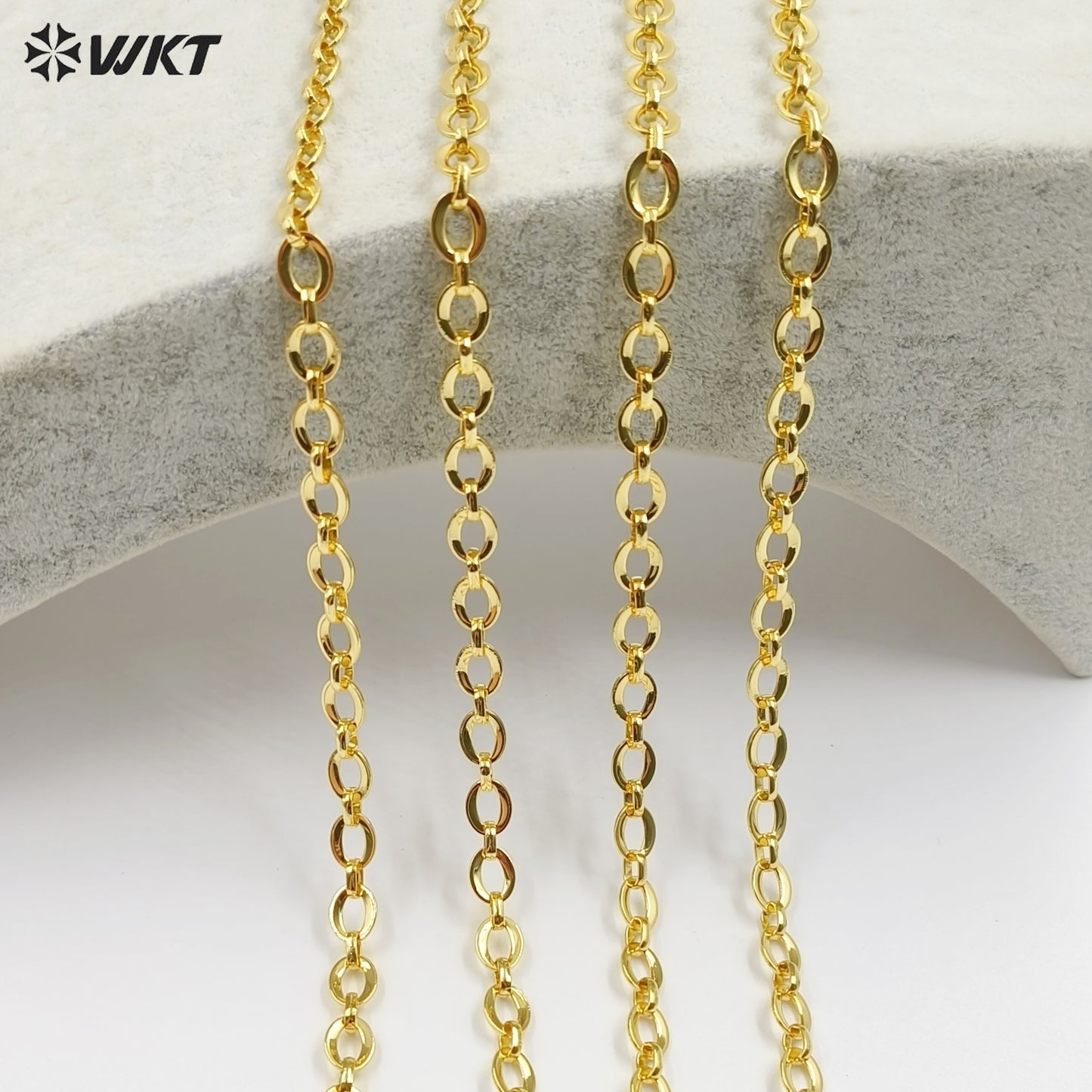 WT-BC254 Wholesale 18K Gold Electroplated Metal Yellow Brass Chain Accessories Big Long Oval Shape For Jewelry DIY Making