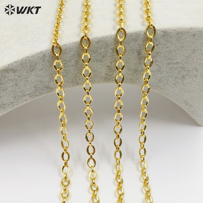 WT-BC254 Wholesale 18K Gold Electroplated Metal Yellow Brass Chain Accessories Big Long Oval Shape For Jewelry DIY Making