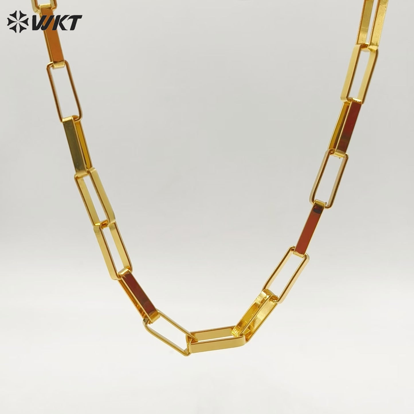 WT-BC221 Big Wide Hand Made Brass With 18k Real Gold Plated Resist Tarnishable Link Chain for Women Jewelry Design