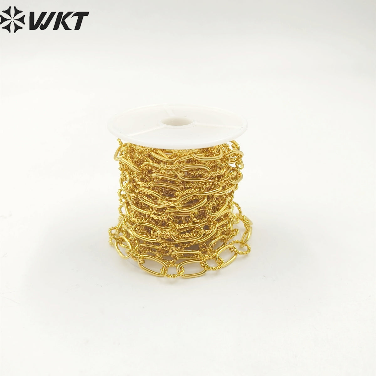 WT-BC218 Wholesale Fashion New Enviroment Yellow Brass Handmade Twist Hollow 18K Gold Plated Jewelry Chain