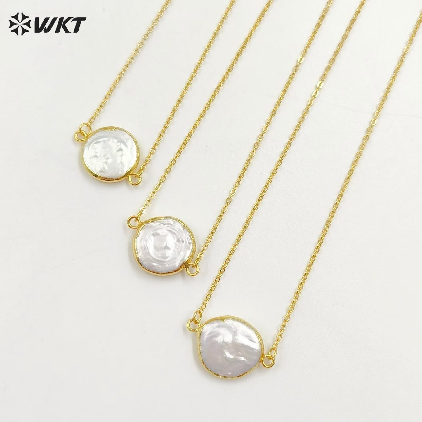 WT-N821 High Quality Connector Pearl Necklace Jewelry,Double Loops Natural Pearl Necklace Connector Necklace for Women