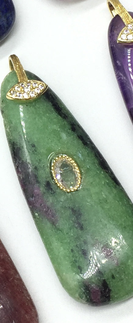 WT-P2149 High Quality Colorful Zircon And Natural Gemstones Long Waterdrop Shape Pendants As Fashionable Jewelry Accessories