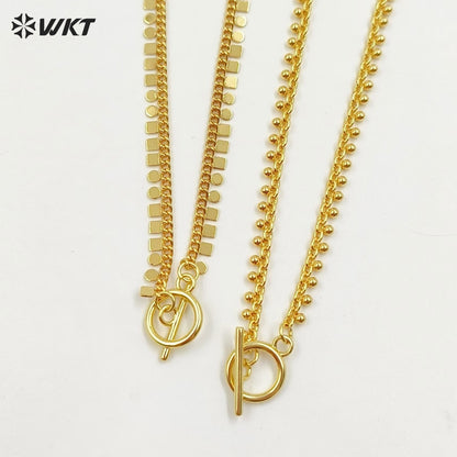 WT-JFN31 Latest Models Stylish Charming 18K Gold Plated Square Round 16 Inch Necklace Jewelry Finished for Both Men and Women