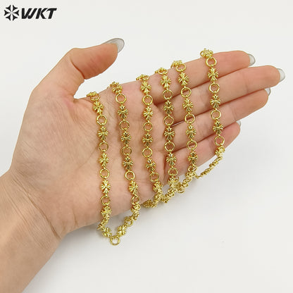 WT-JFN57 Good Quality Exquisite Simple Yellow Brass Gold Electroplated Round Flower Shape Metal Necklace As Lady Daily Jewelry