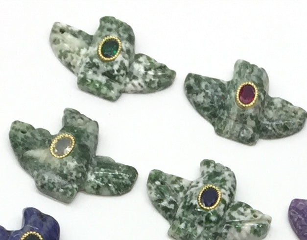 WT-P2147 Wonderful Trendy Colorful Zircon And Natural Gemstones Pigeon Shape Gold Pendants For Women Necklace DIY Making