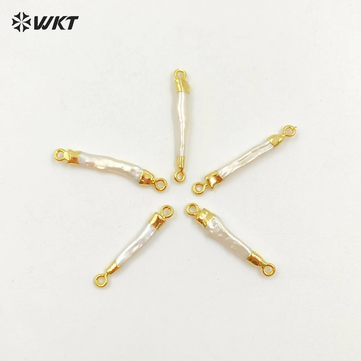 WT-C131 WKT Beautiful Fresh Pearl Pendant With Metal Plated Top Connector for Necklace and Bracelet Connector Jewelry Findings