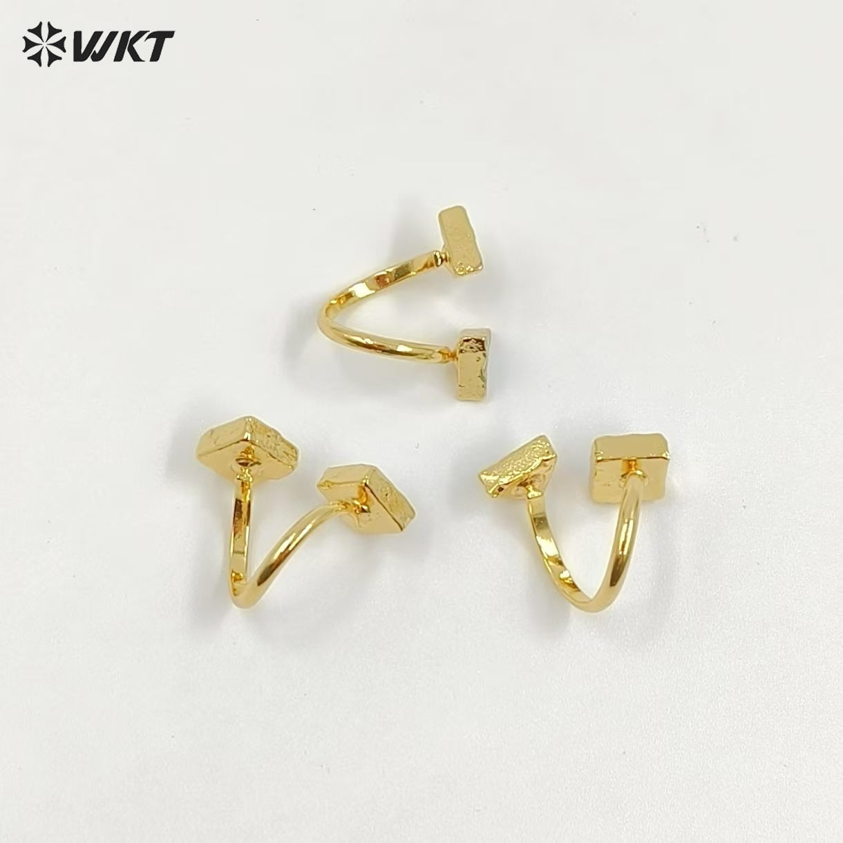 WT-R394 WKT 2022 Luxury Women's Jewelry 18k Real Gold Plated Copper Turquoise Stone for Lady Ring Gems Double Stone Ring