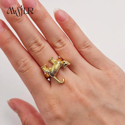 WKT-MVR051 Popular Punk Style European and American Cat Shaped 18k Gold Handpiece Ring Female Open Ring
