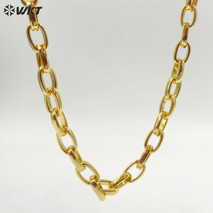 WT-BC222 New Big Oval Chunky 18K Gold Metal Link Cross Jewelry Chain Popular Necklace Style Unisex Findings