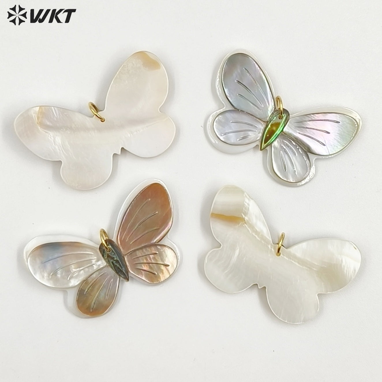 WT-JP463 Lovely Pretty Design Natural Shell Hand Carved Butterfly Shape Gold Pendant As Friends Birthday Gift Jewelry DIY