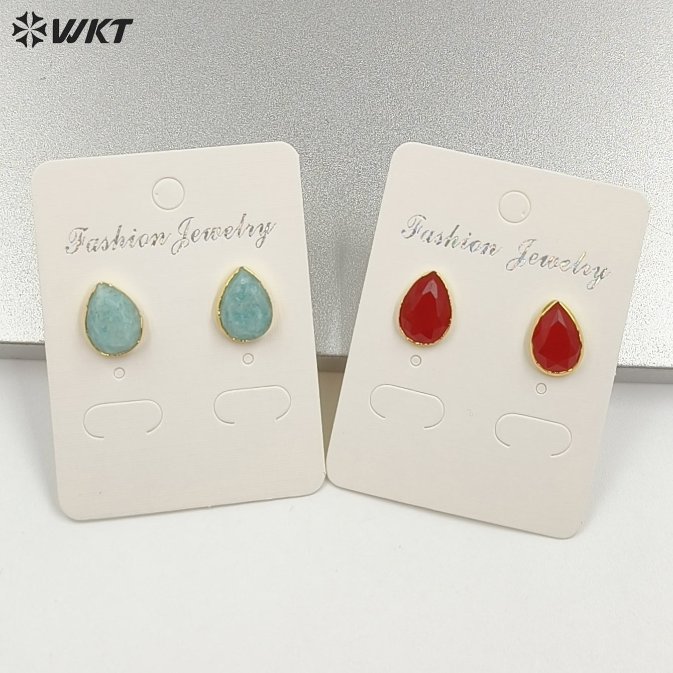 WT-E800 Fashion Classical Gold Plated Various Natural Gemstones Waterdrop Shape Earrings As Lady Elegant Jewelry Decoration