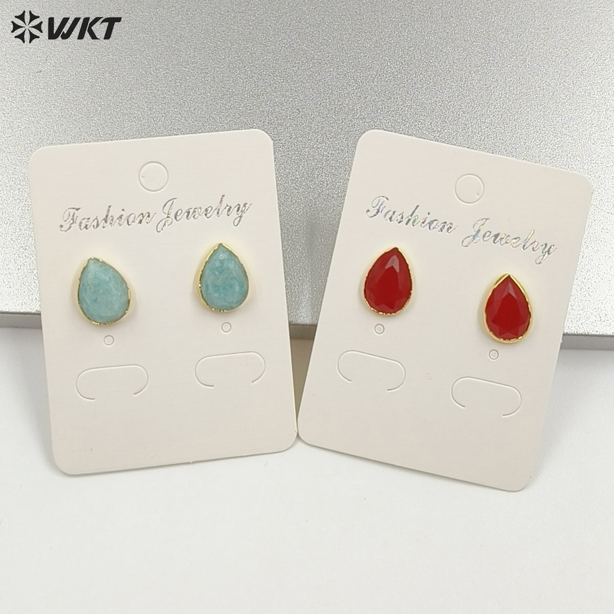 WT-E800 Fashion Classical Gold Plated Various Natural Gemstones Waterdrop Shape Earrings As Lady Elegant Jewelry Decoration