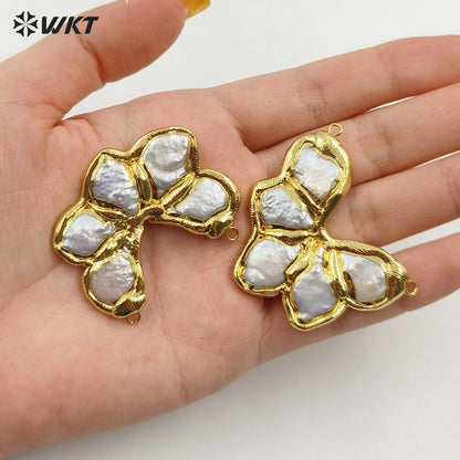 WT-JP362 WKT Exclusive Design Gorgeous Europe Fashion Handmade Gold Plated Natural Pearl Statement Pendants