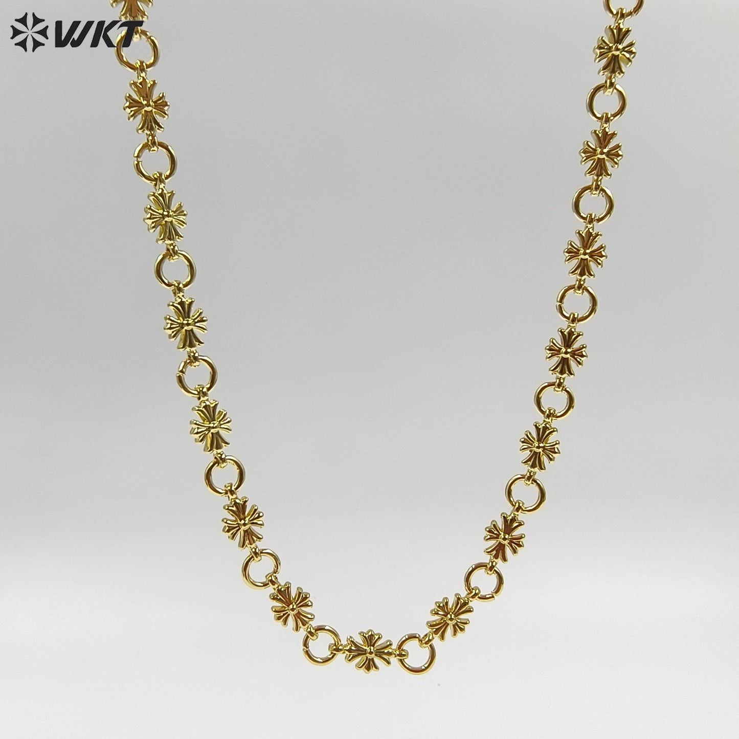 WT-JFN57 Good Quality Exquisite Simple Yellow Brass Gold Electroplated Round Flower Shape Metal Necklace As Lady Daily Jewelry