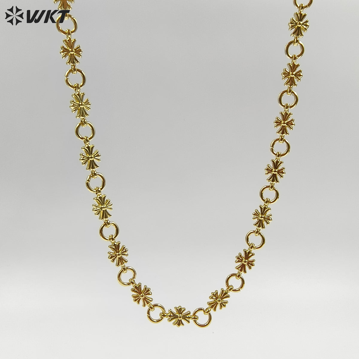 WT-JFN57 Good Quality Exquisite Simple Yellow Brass Gold Electroplated Round Flower Shape Metal Necklace As Lady Daily Jewelry