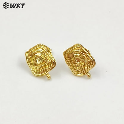 WT-JFE160 Wholesale Dainty Metal 18K Gold Electroplated With Hoops Leaves Shape Little Earrings Finding As DIY Jewelry Accessory