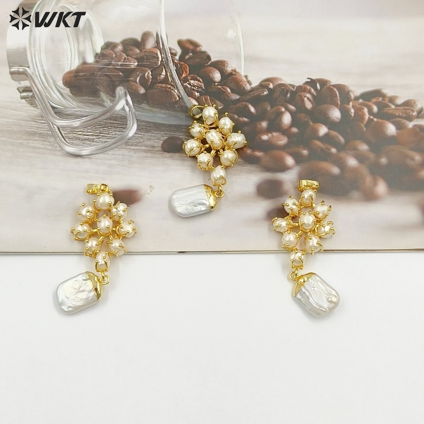 WT-JP456 Exclusive Elegant Design Gold Electroplated Multi Natural Freshwater Pearl Pendants For Lady Gift Making Accessory