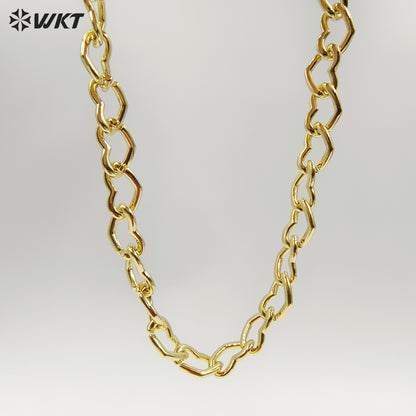 WT-BC253 Wholesale Fashion 18k Real Gold Plated Big Heart Shape Metal Chain in Resist Tarnishable For Jewelry Accessory