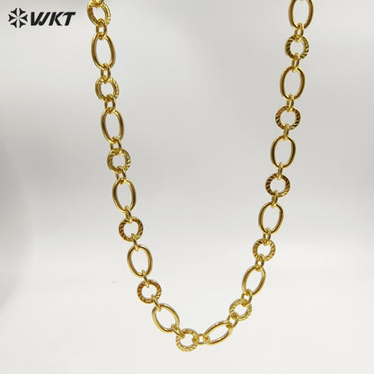 WT-BC259 Luxury Jewelry Accessories Link Chain with Big and Small Circles Yellow Brass Gold Plated for Ladies Necklace Making