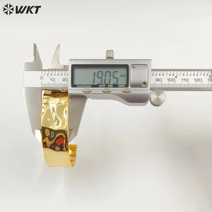 WT-B647 Newest Fashion Gold Plated Resist Tarnishable Wide Big Populared Yellow Brass Women Bangle in Adjustable