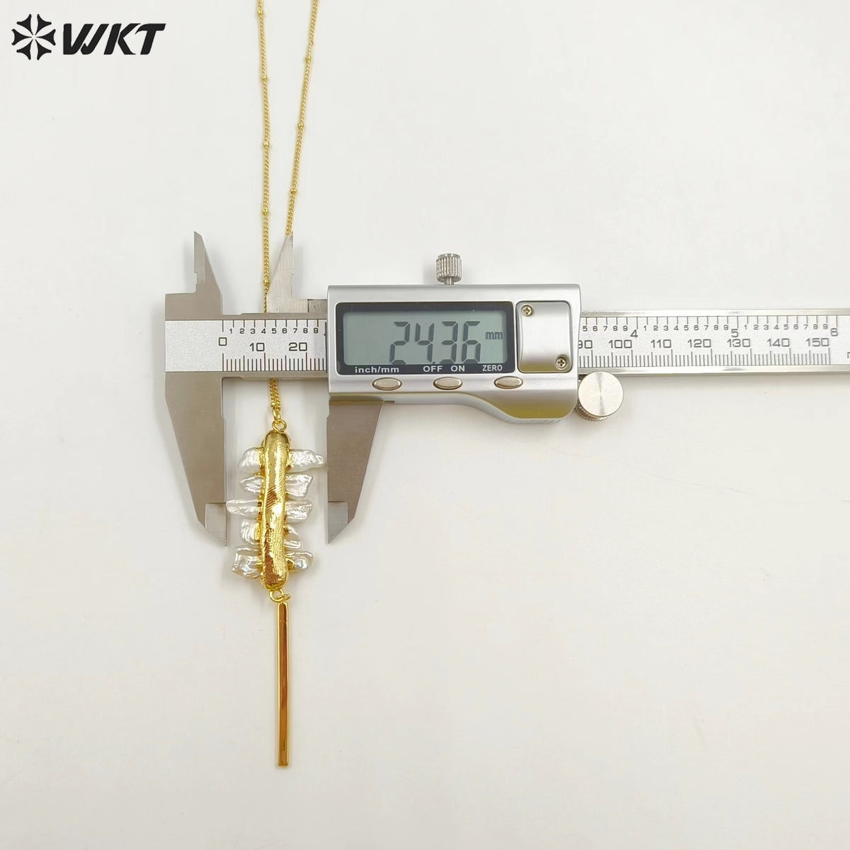 WT-N1124 Wholesale Freshwater Pearl Connector Necklace, 18K Real Gold Plated Stick Shape Freshwater Pearl Necklace