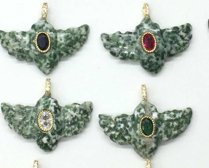 WT-P2146 Amazing Zircon And Multi Natural Gemstones Hand Carved Bird Shape Charms Pendants As Fashion Necklace Jewelry Findings