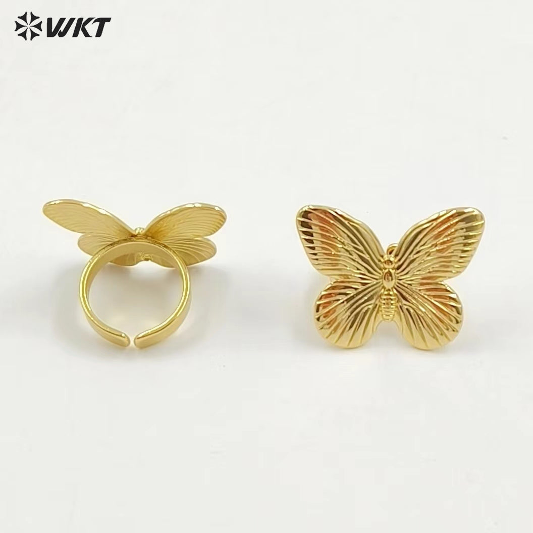 WT-R544 Simple and ELegant Fresh Design 18k Gold Plated Women Adjustable Brass Made Butterfly Ring Advanced Sale Classy Hot Sale
