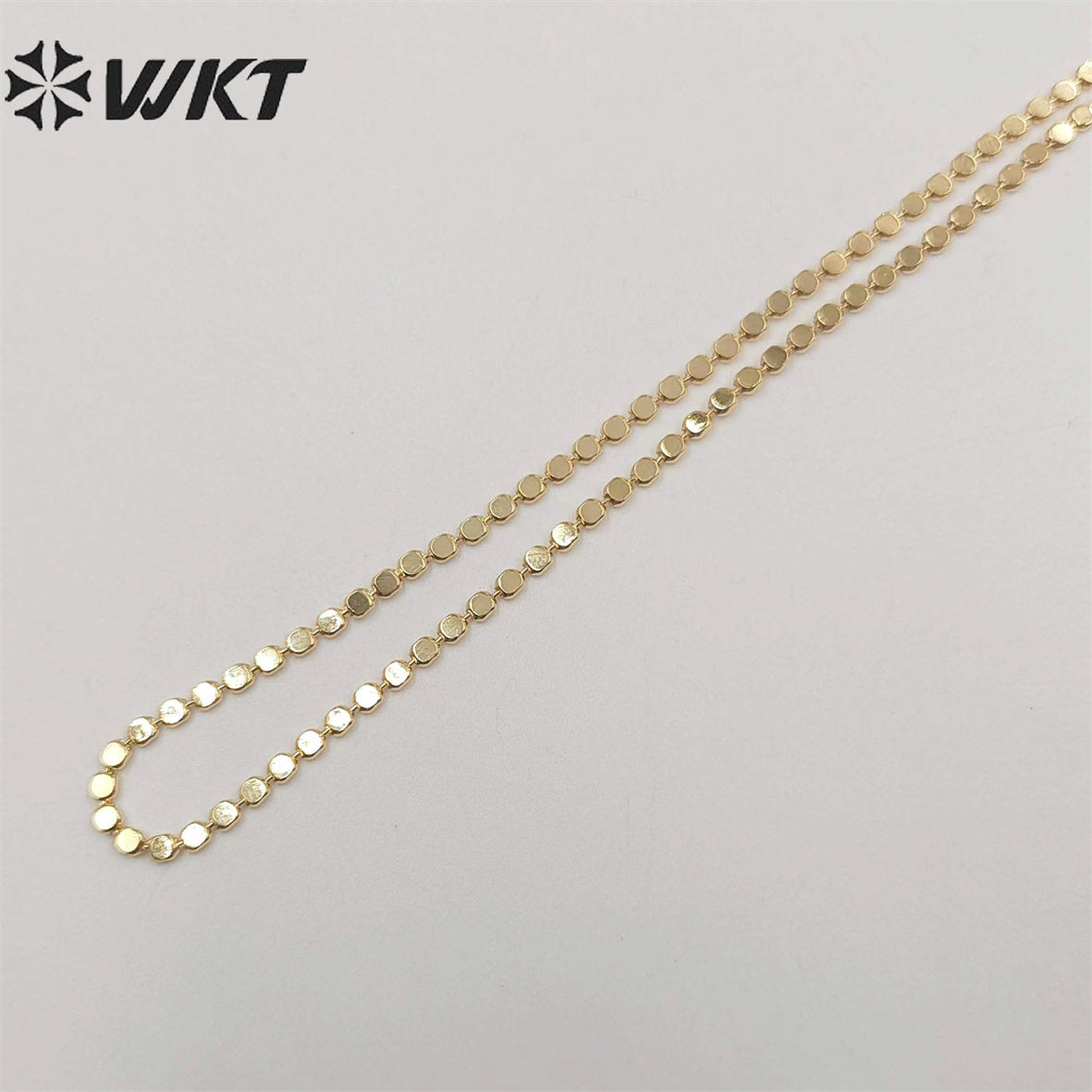 WT-BFN058 Unique Korea Handmade Brass Chain with 18k Real Gold Plated Resist Tarnishale Beads Metal Chain Necklace Jewelry Chain