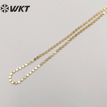 WT-BFN058 Unique Korea Handmade Brass Chain with 18k Real Gold Plated Resist Tarnishale Beads Metal Chain Necklace Jewelry Chain