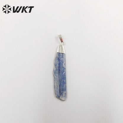WT-P500 Beautiful Natural Raw Blue Kyanite Pendants with Gold Electroplated on Top
