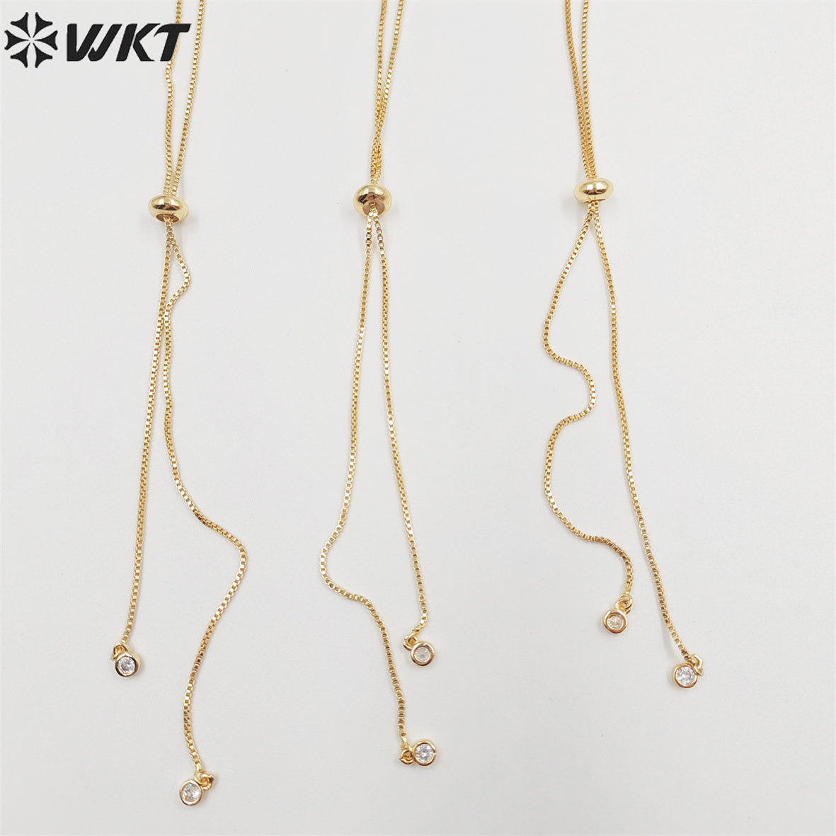 WT-JFN06 Fashion 18k Real Gold Plated Universal Chain for Pendant Lady Adjustable Position Yellow Brass Chain in 32 Inch Long