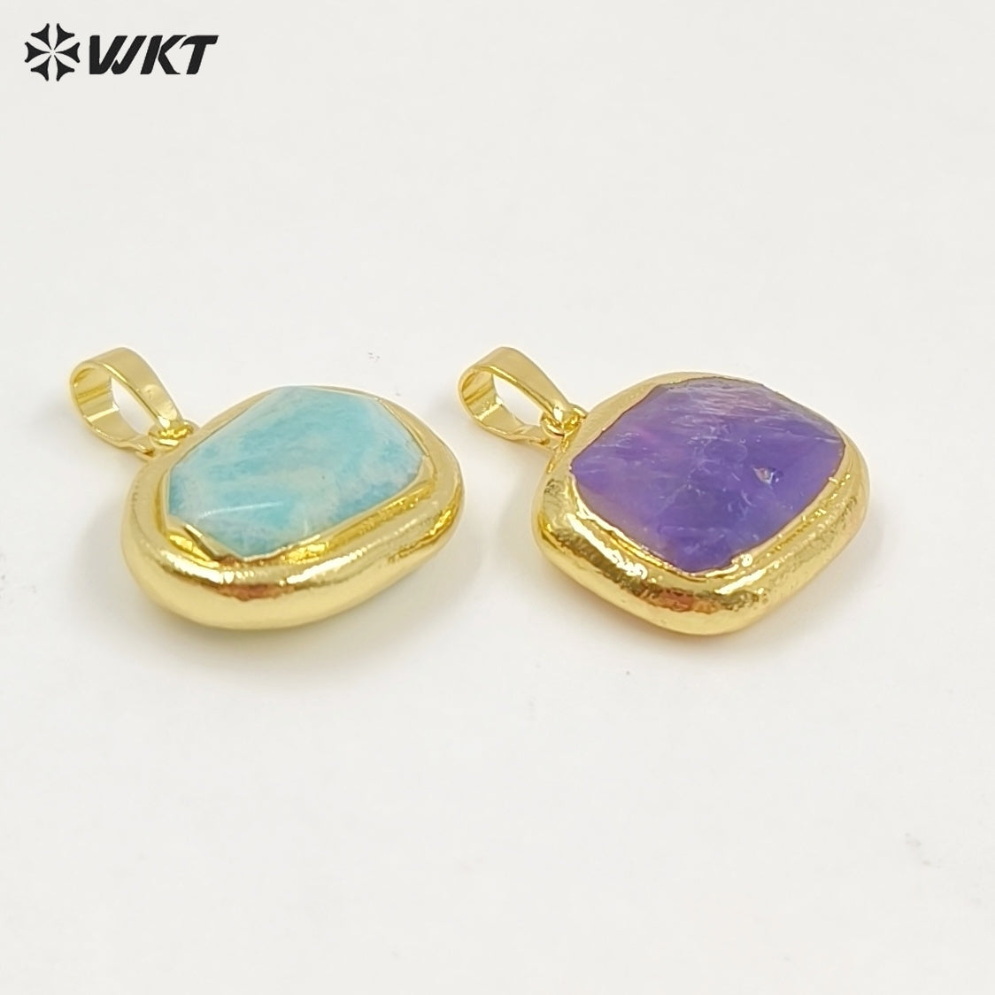 WT-P1468 WKT Jewelry Natural Gemstone Pendant Gold Electroplated Stone Pendant Fashion Charm Necklace Pendant Jewelry