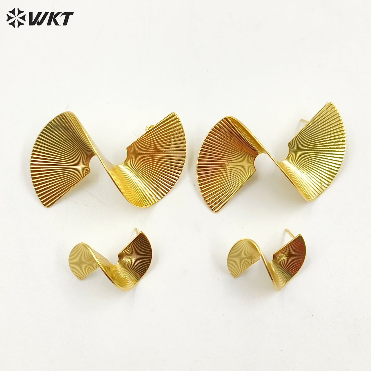 WT-JFE113 Wholesale 18K Real Gold Plated Resist Tarnishable Twisted Bow Earring Studs for Women