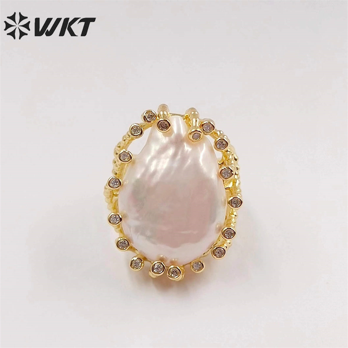 WT-MPR048 Newest Europe Hot Style Gorgeous Freshwater Pearl Ring Irregular White Pearl Women Ring for Wedding Anneversary Ring