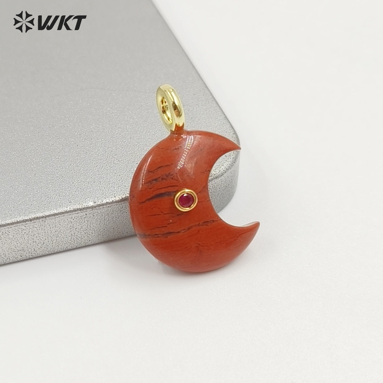 WT-P2098 Good Quality Zircon And Multiple Natural Gemstones Moon Shape Pendants As Female Handmade Earrings Accessories