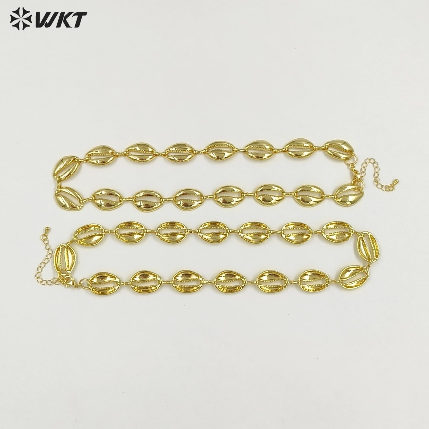 WT-JFN58 Wholesale Vintage Trendy Metal Yellow Brass Gold Plated Shell Shape Women Necklaces For Vacation Wearing Jewelry